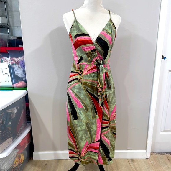 Jason Wu abstract artsy printed midi linen blend dress - Picture 1 of 9